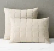 Restoration Hardware RAW SILK BOX-STITCH King SHAM Sand Color $200