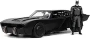 Jada The Batman Batmobile with Batman Metal Figure Toy, 1:24 Scale Hollywood Ride Diecast Vehicle Toy, Black