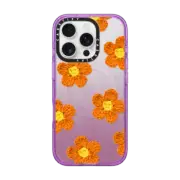 iPhone 16 Pro Impact Case MagSafe Compatible Crochet Flowers - Orange