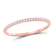 14k Rose Gold Round Diamond Timeless Stackable Band Ring 1/8 Cttw