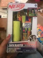 Nerf Bath Water Blaster Toy w 2 Floating Tub Targets and Berry Scented Body Wash