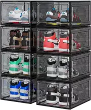 8 Pack Thicken Shoe Organizer - Upgrade Sturdy Shoe Boxes Stackable Shoe Storage