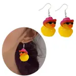 R* QUIRKY YELLOW DUCK KEYRING 耳鉤吊飾別緻的黃鴨鑰匙扣耳墜時尚鑰匙圈適合時尚愛好者