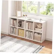 8 Cube Organizer Bookcase - Fabric Storage Bins Container, Open 8-Cube White