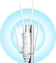 WAVLINK Outdoor WiFi Range Extender with High Power Weatherproof,AC1200 Dual Band Wireless Access Point/mesh Agent with Passive POE, 4x7dBi Detachable Omni Directional Antennas, Gigabit LAN/WAN