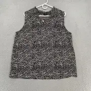 Talbots Top Womens XL Ruffle Neck Sleeveless Animal Print Blouse Leopard New