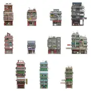 Building Blocks Set - 3D Metal Puzzle New Town Villages 11-Piece Set