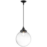 10 inch Clear Glass Period Lighting Black Cloth Cord Pendants Lights Sphere Traditional
