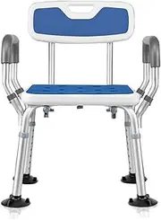 TOMVAES Adjustable Legs Shower Seat with Back, Bathroom Bench Bath Chair with Anti-Slip Suction Cup, Shower Chair with Arms Hold up to 150 KG for Disabled, Pregnant Woman, Elderly