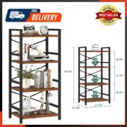 4 Tier Bookshelf - Small Book Shelf Industrial Bookcase, Narrow Book Case Book