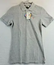 NWT Paul Frank Julius Womens Youth Gray Polo Shirt Monkey Logo Size Small
