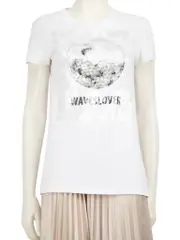 White Sequinned Graphic T-shirt
