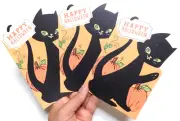 3 Cards Hallmark Halloween Black Cat Hoping Your Halloween is PURR-FECT!