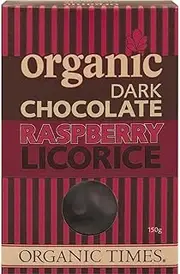 Organic Times Dark Chocolate Raspberry Licorice 150g,