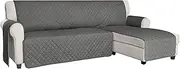 ISSUNTEX Sectional Couch Covers for Dogs, Reversible L Shaped Sofa Cover, Water Resistant Chaise Lounge Cover Furinture Protector for Kids Pets (X-Large, Gray/Gray)