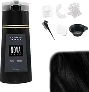 Nova Hair Dye Shampoo, Nova Hair Instant Dye Shampoo, Nova Hair Dye Shampoo, Trynova Hair Shampoo for Women and Men (Black)