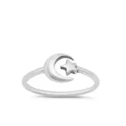 Sterling Silver Moon and Star Adjustable Toe Ring