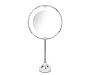 8 Inch Suction Cup Makeup Mirror 10X With Led White Light 10X Magnify Suction Cup Cosmetic Mirror For Make Up