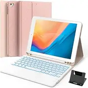GreenLaw Keyboard case for iPad 9.7 inch, iPad 6th Gen (2018), iPad 5th Gen (2017), iPad Air 2 (2014), 7 Color Backlit, Support 2 BT Devices, Touchpad Keyboard iPad Pro 9.7, Pink