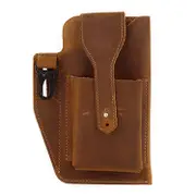 Men's Genuine Leather Retro Belt Waist Bag Cell Phone Belt Bag (brown)