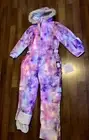 Bluemagic Winter Ski Snowsuit Jumpsuits Coveralls Size S/M Women Tie Dye Hooded
