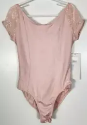 Danskin Girls Size I (6x-7) Petal Pink Cap Sleeve Leotard NWT