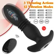 Telescopic Thrusting Butt Plug Vibrator Anal Dildo Prostate Massager Sex Toys AU