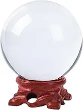 Modaier Crystal Ball 80mm Crystal Ball with Wooden Stand and Gift Box for Magic,lensball Photography,Family Decorative,Fortune Teller,Feng Shui,Witchcraft,Witchy Gifts,Witch Decor,and Halloween Decor