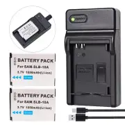 2x SLB-10A Battery+Charger for Samsung L100 L110 L200 L210 L310W M100 M110 M310W