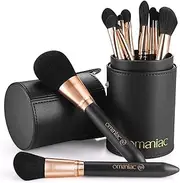 OMANIAC® Makeup Brushes Set Professional (12Pcs), Premium Synthetic Powder, Eyeshadow, Blush, Foundation, Blending, Full Face Make Up Brushes Set With Holder, Perfect Birthday Gifts for Women.