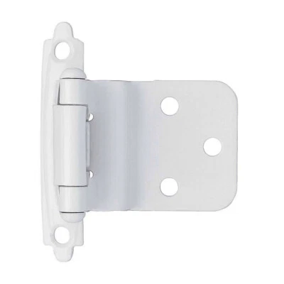 (12 Pack) Pair 3/8" Inset /Offset Bright White Self Closing Hinges