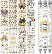 WADORN Boho Mental Health UV DTF Pen Wraps Transfer Sticker, 48 Sheets Inspirational Word Waterproof HD Print UV DTF Pen Adhesive Decals Personalized DIY Rub on Transfer Decals for DIY Pencil Crafts