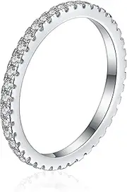 [Generic] Sterling Silver Full Eternity 2mm Paved CZ Crystal Stacking Band Ring I - U