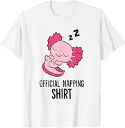 [X.Style] Axolotl Napping Shirt Sleeping Axolotl Pajama ds035 T-Shirt White