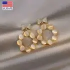 Women 925 Sterling Silver Earrings Crystal Opal Circle Bow Style Stud 0005