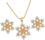 [LIGIGWASH] 1set Fashionable Snowflake Pendant Necklace and Earrings Jewelry for Women for Weddings Parties and Daily Wear Elegant Rhinestone Accessories for Friends and Loved