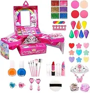 Washable Make Up for Little Girls | Real Cosmetic Washable Real Make Up Set | Real Make Up Set, Toddler Makeup Kit for Christmas & Birthday for 3-12 Year Old Little Girls
