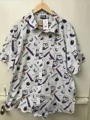 Star Wars Storm Trooper Light Saber Print Short Sleeve Button Up Shirt XXL NWT