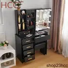 Vanity Desk w/LED Mirror,6 Drawers Dressing Desk Stool Set Makeup Dressing Table