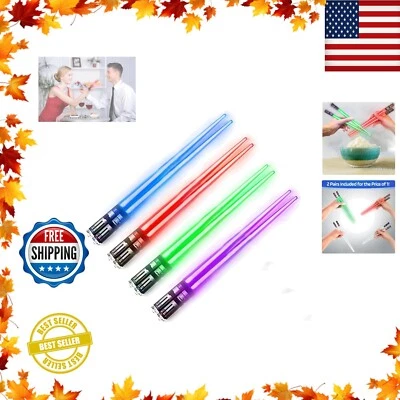 4 Pairs LightSaber Chopsticks - Dazzling LED Pairs in Red, Blue, Green, Purple