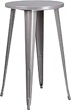 Flash Furniture Commercial Grade 24" Round Silver Metal Indoor-Outdoor Bar Height Table