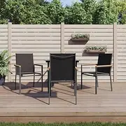 5 Piece Garden Dining Set Black Textilene and Steel, Furniture Sets, Patio Furniture