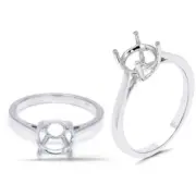 Minimalist Round 8mm Solitaire Ring Semi Mount In 14k White Gold (51878-1)