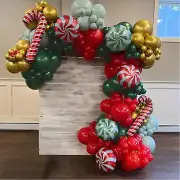 Christmas Balloon Garland Arch Kit Red Green Gold White 144 pcs 12" 10" 5" La...