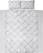 Bedding Quilt Cover Set Diamond Pinch Grey Queen Luxury Comforter Bedspread