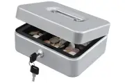KYODOLED Medium Cash Box with Money Tray,Small Safe Lock Box with Key,Cash Dr...
