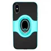 Shockproof Full Coverage Case For Iphone Xs With Magnetic Rotatable Ring Holder (Blue)