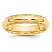 Solid 18K Yellow Gold 5mm Milgrain Comfort Wedding Men's/Women's Wedding Band Ring Size 4.5