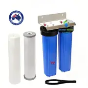 20" x 4.5" Twin Big Blue Whole House Water Filter System 2 Stages WaterMark