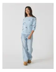 [Decjuba Kids] Embroidered Sweat Top in Light Blue